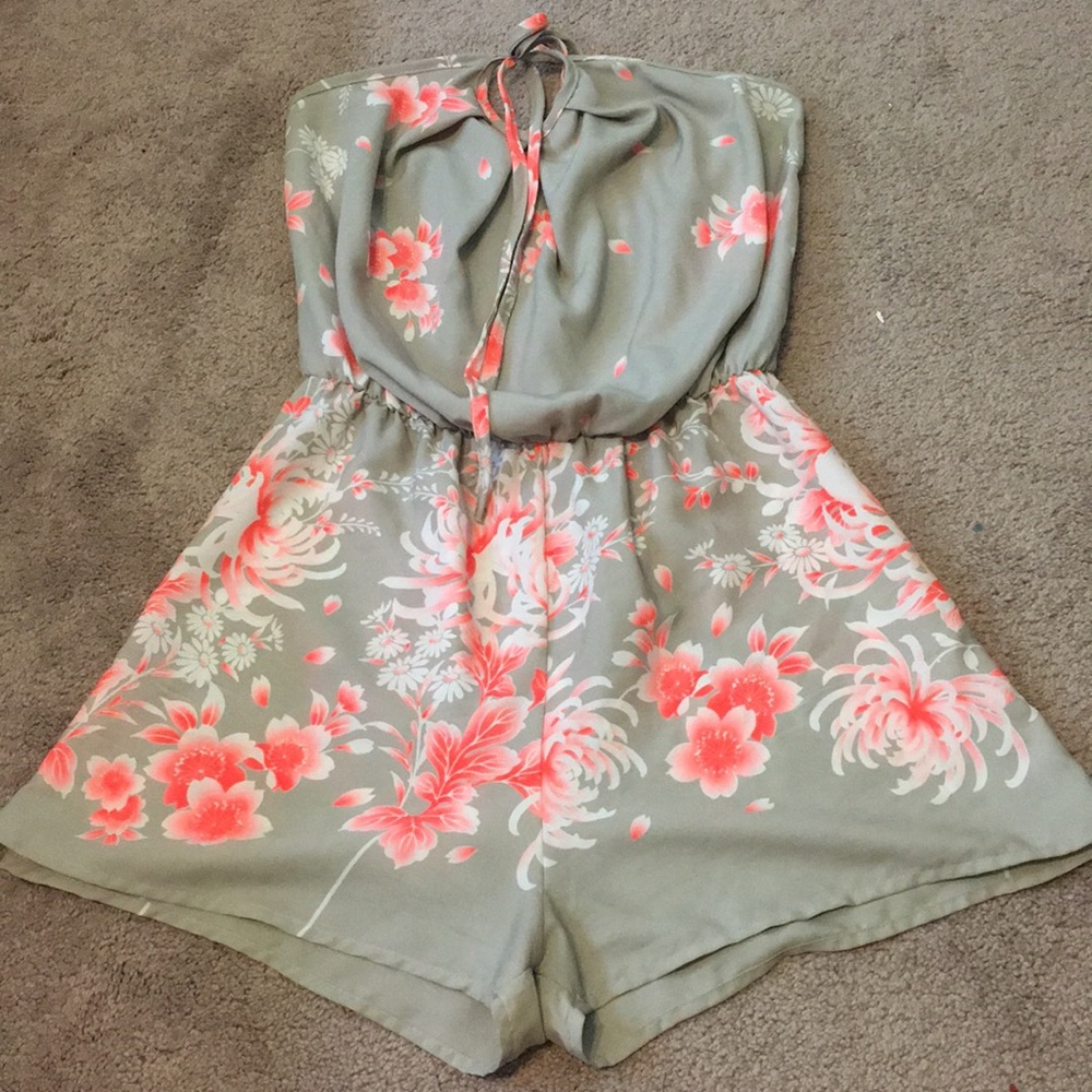 Strapless Floral Romper